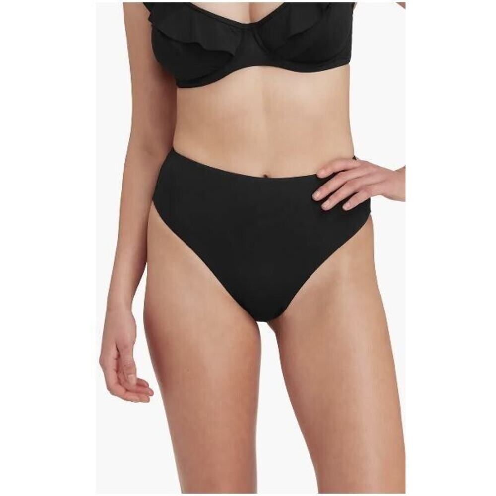 Sea Level Women's Retro High Waist Bikini Bottoms in Black Size‎ 14 MSRP $55